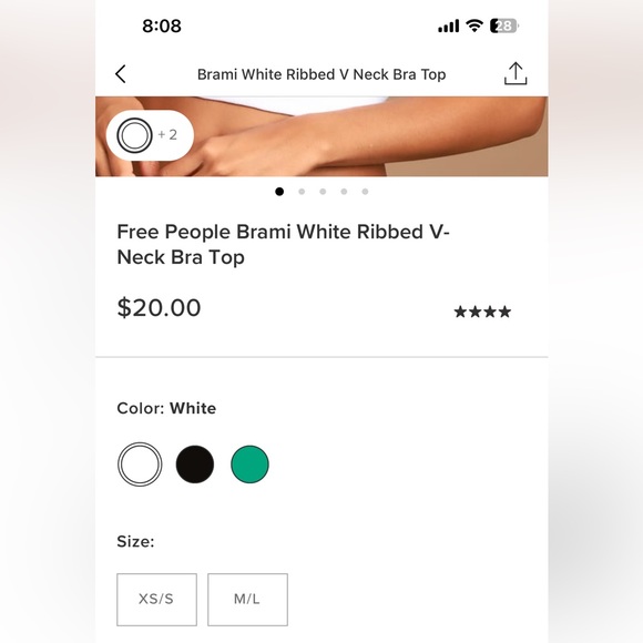 Free People Brami White Ribbed V-Neck Bra Top - Picture 4 of 4